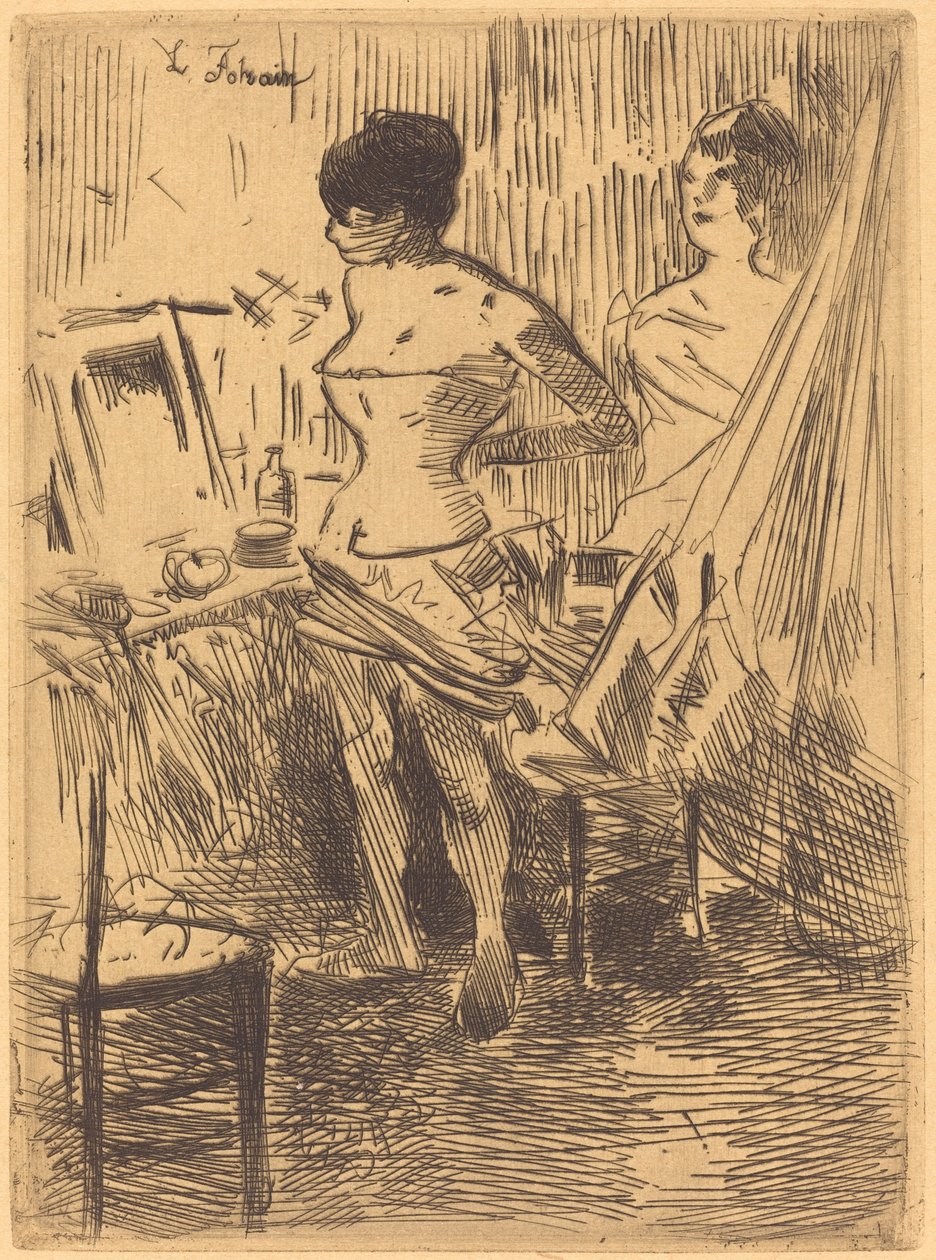 Dansere i garderoben deres av Jean Louis Forain