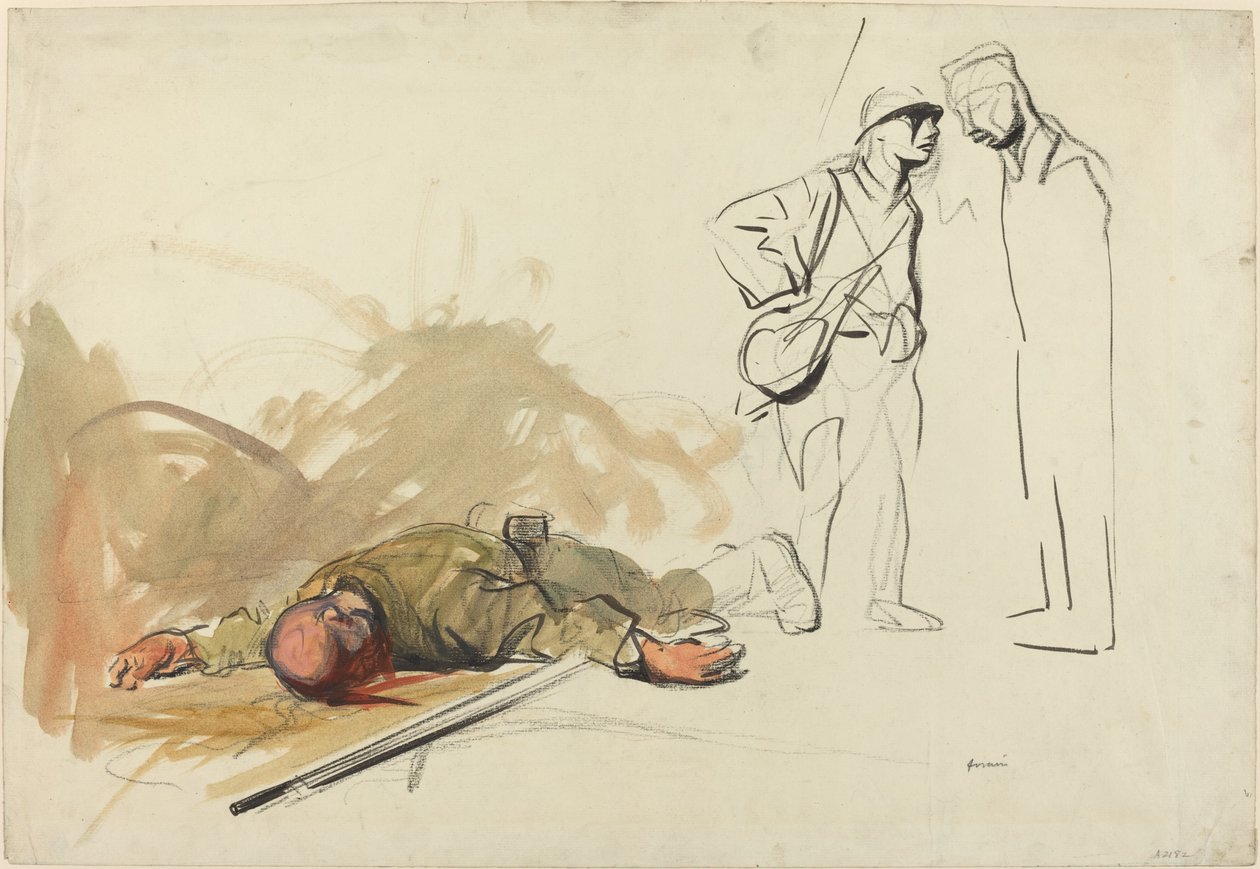 Død tysk soldat, ca. 19141919. av Jean Louis Forain
