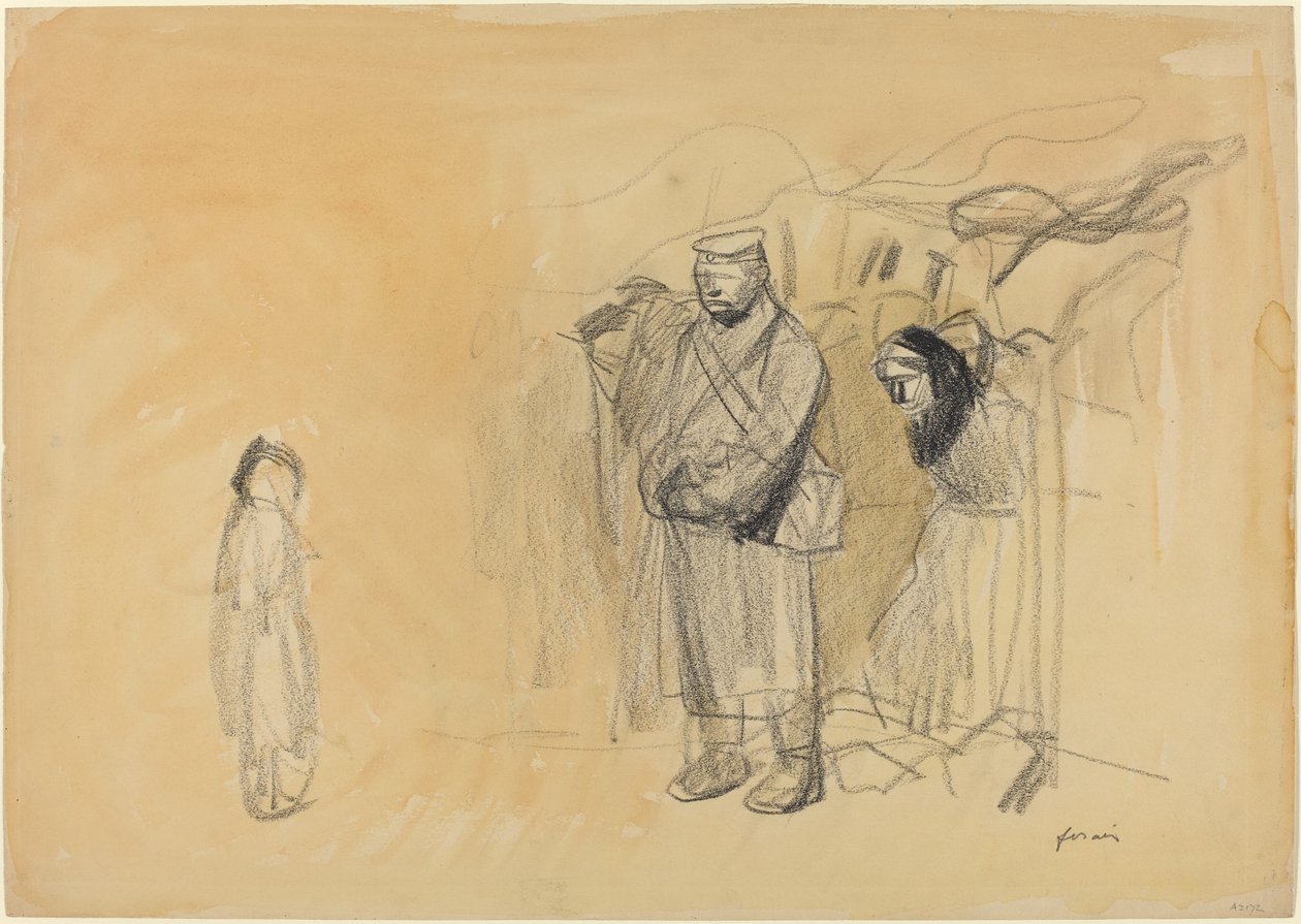 Tyske soldater og fransk barn av Jean Louis Forain