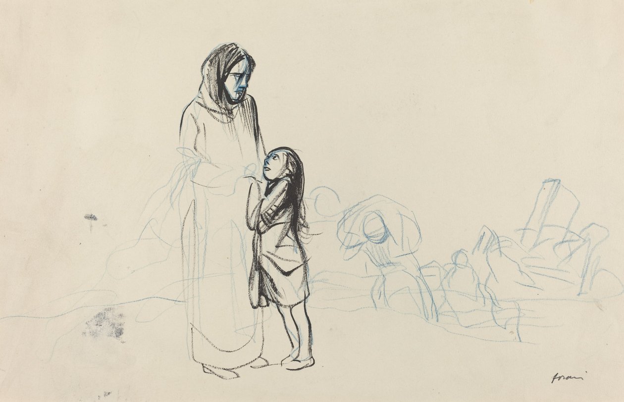 Flyktninger, c. 19141919. av Jean Louis Forain