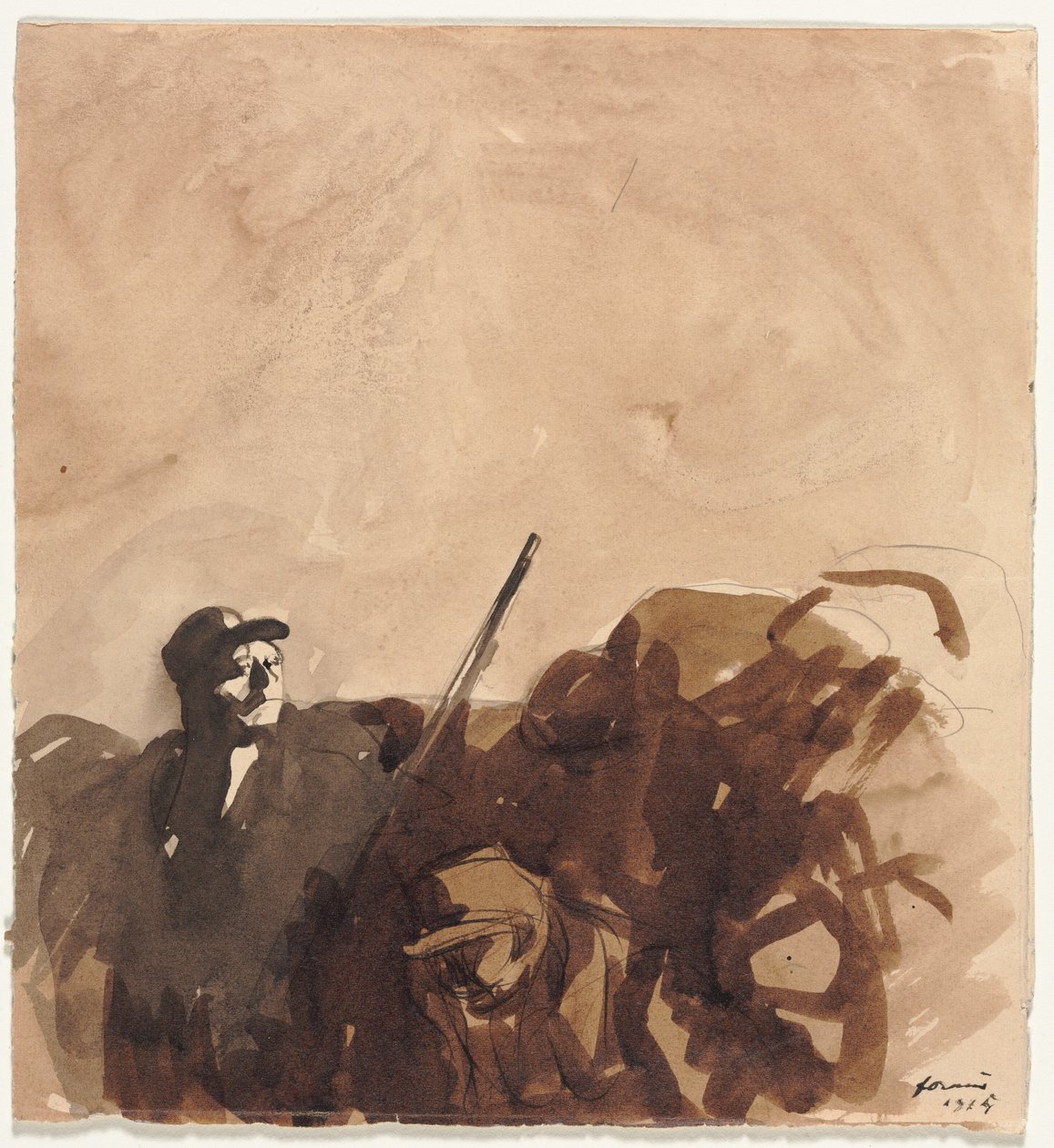 Soldat i en skyttergrav (recto) av Jean Louis Forain