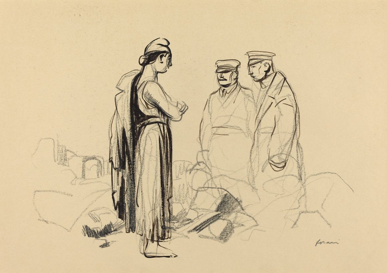 Mot fred, ca. 19141919. av Jean Louis Forain