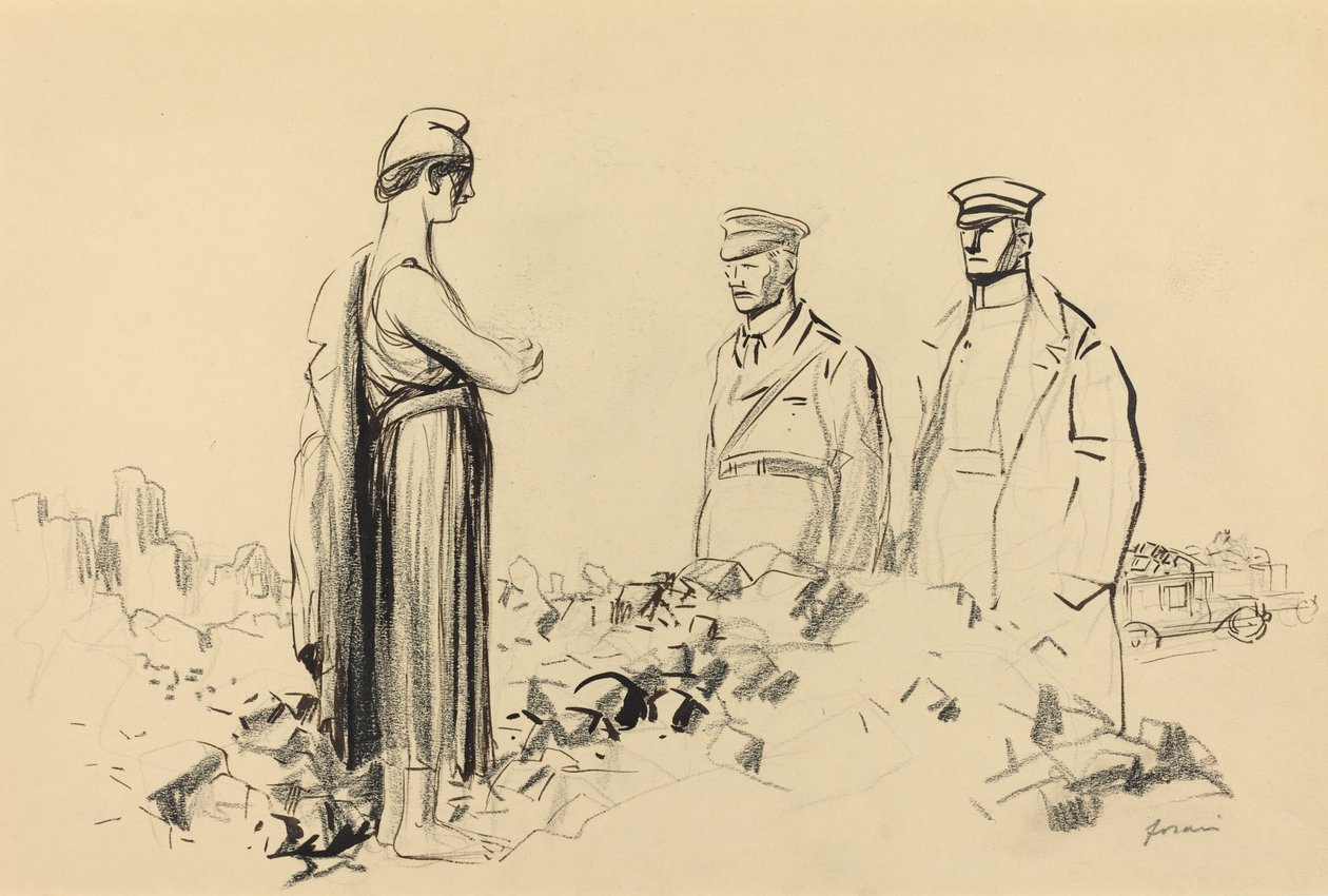 Mot fred, ca. 19141919. av Jean Louis Forain