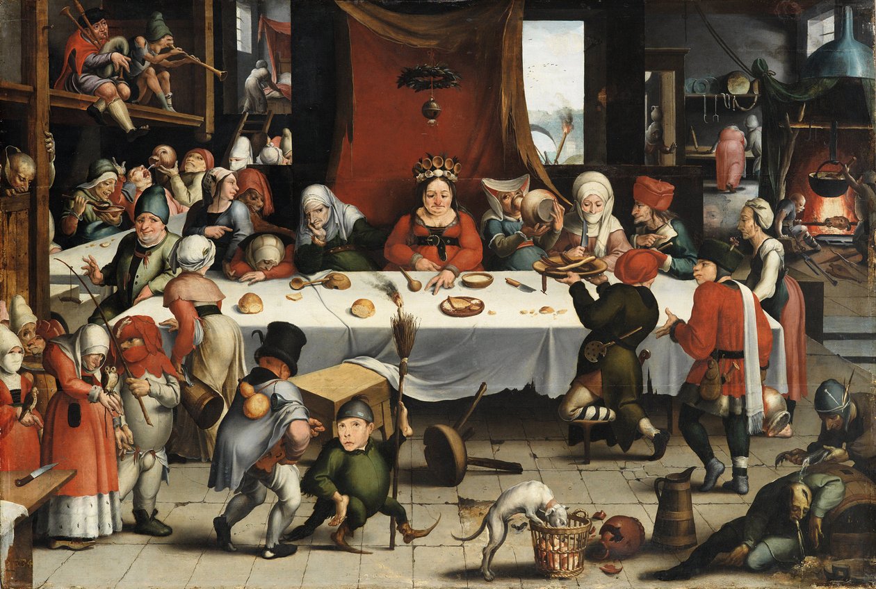 Burlesque Feast, ca. 1550 (olje på panel) av Jean Mandyn