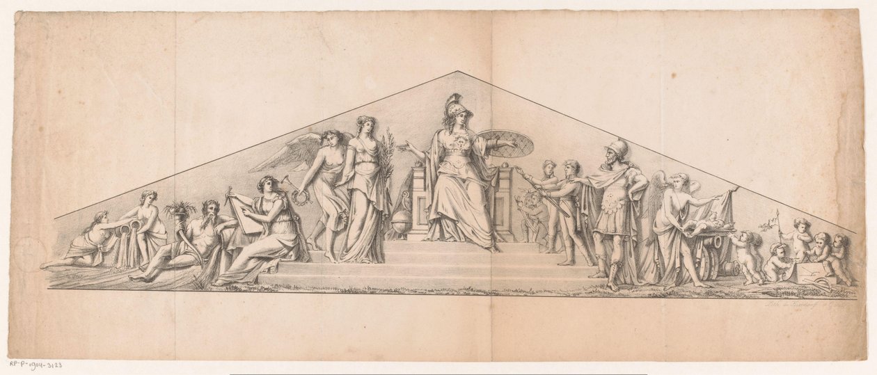 Tympanum med tronende Minerva av Jean Matthieu Kierdorff