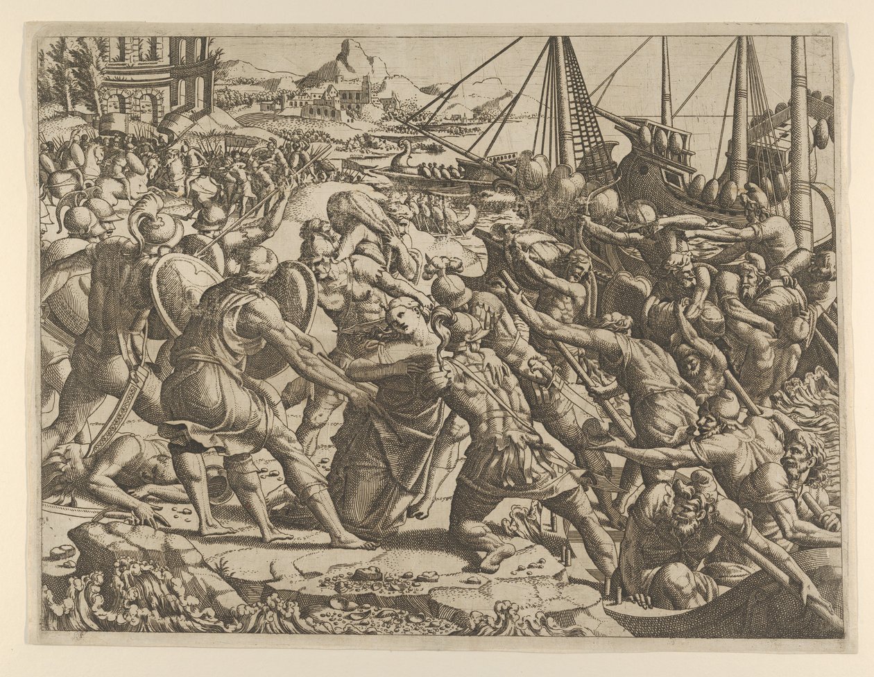 Bortføringen av Helen, 1535-55. av Jean Mignon