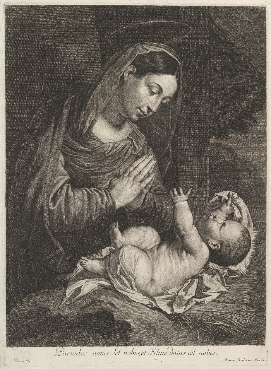 Jomfruen forguder Jesusbarnet. av Jean Morin