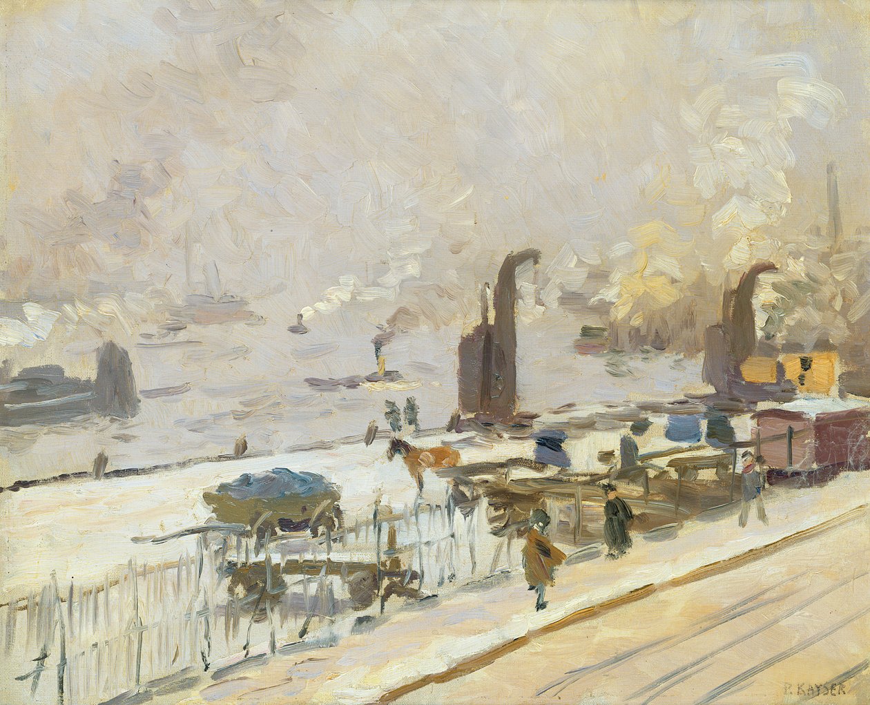 Hamburg havn om vinteren, 1909 av Jean Paul Kayser