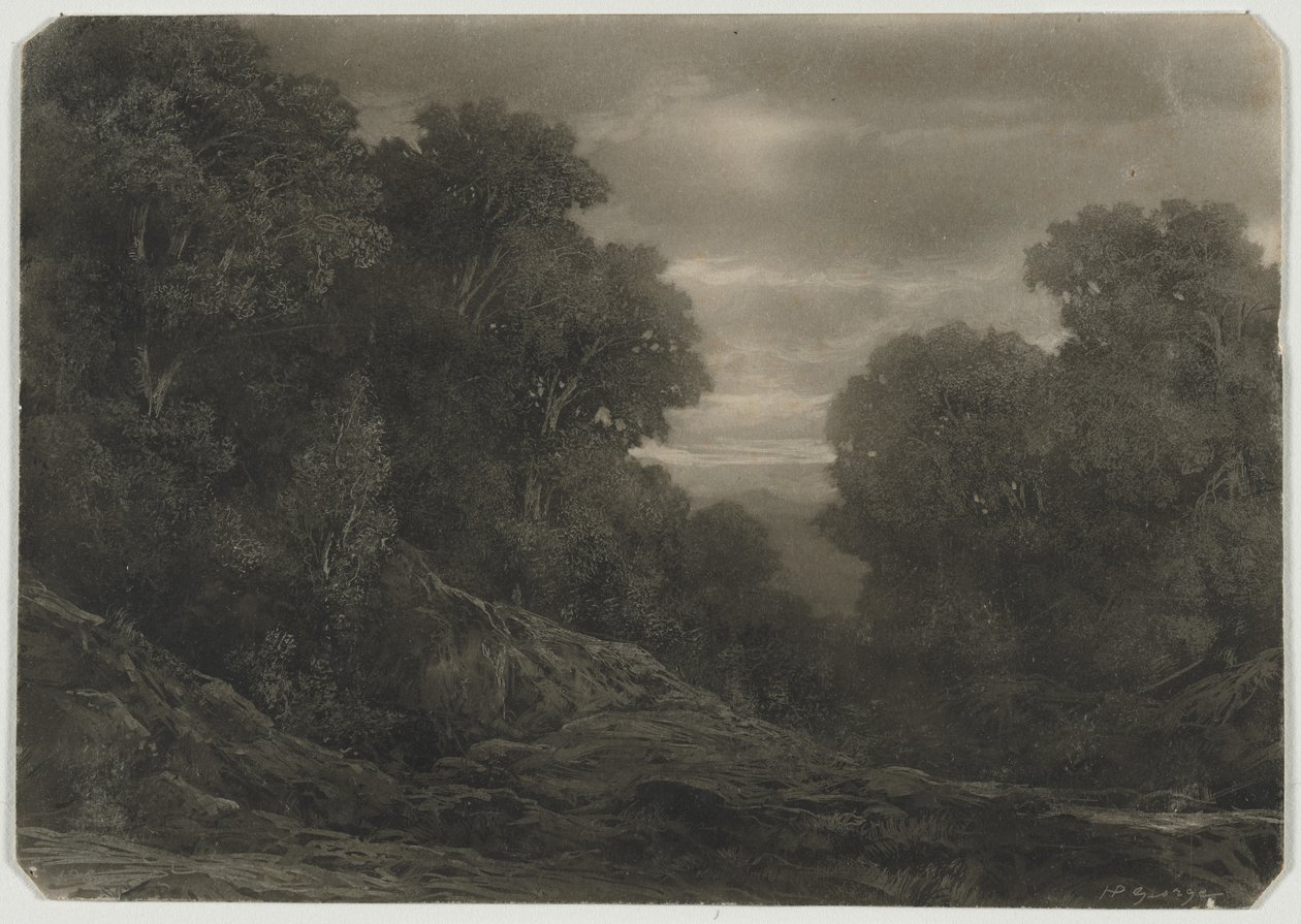 Landskap med trær. av Jean Philippe George