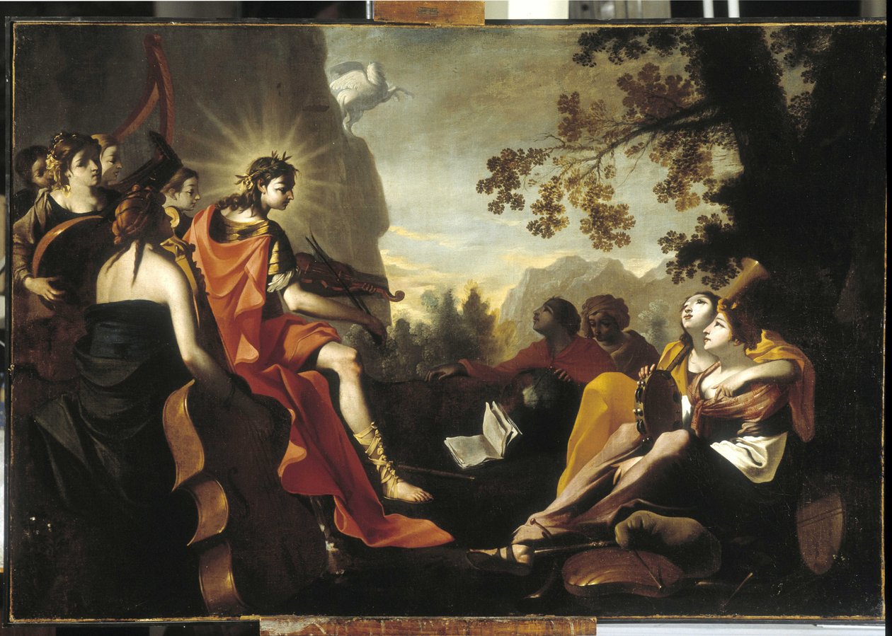 Apollo og musene på Mount Parnassus av Jean Tassel