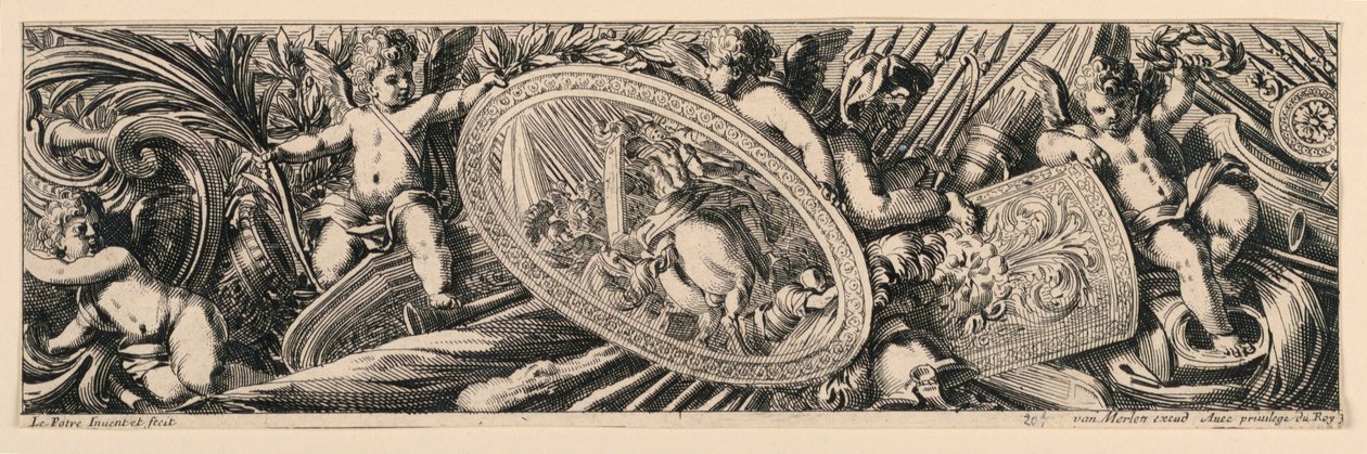 Frise: Trophies of Arms og Putti av Jean le Pautre