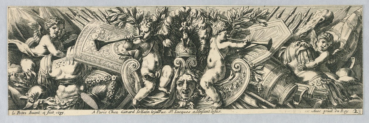 Friser: Trophies of Arms And Putti av Jean le Pautre