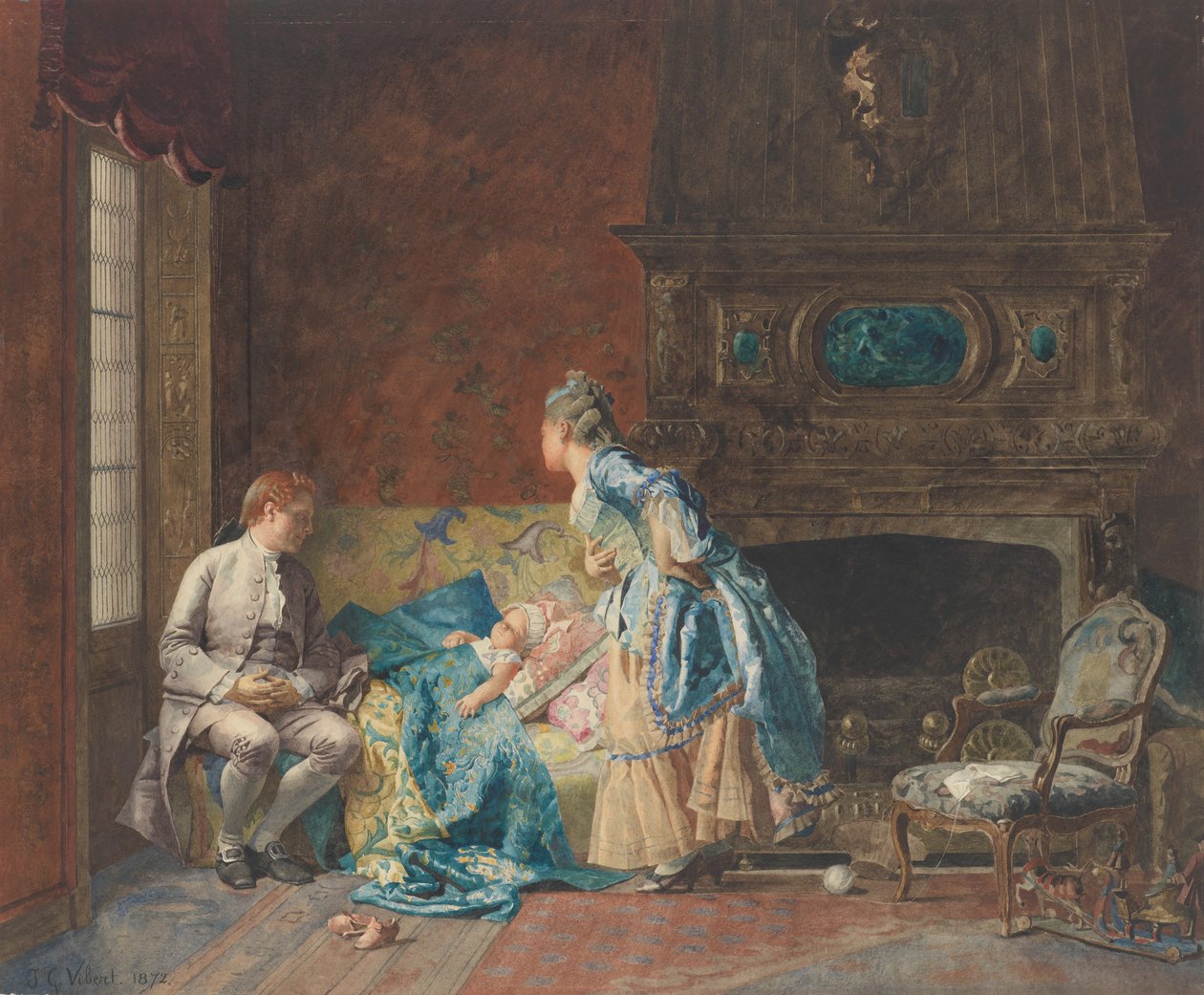 Den første babe, 1872. av Jehan Georges Vibert