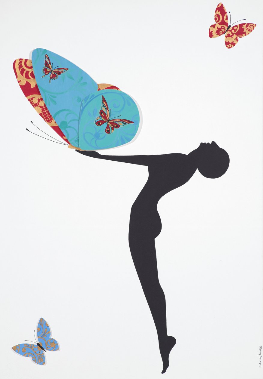 Les Papillons, 2008 (akryl på lerret) av Jenny Barnard