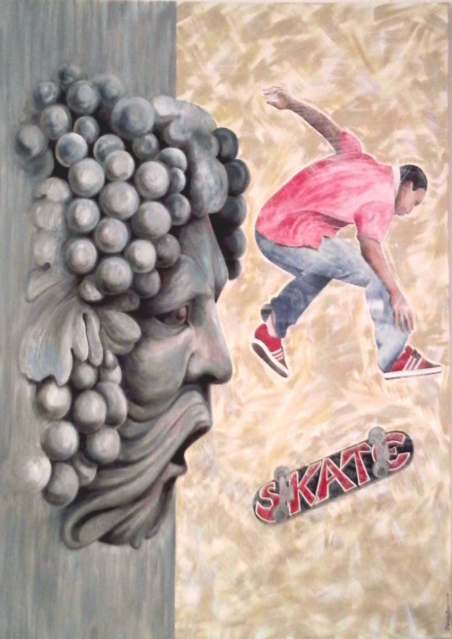 Skate, 2009 (akryl og pastell på lerret) av Jenny Barnard