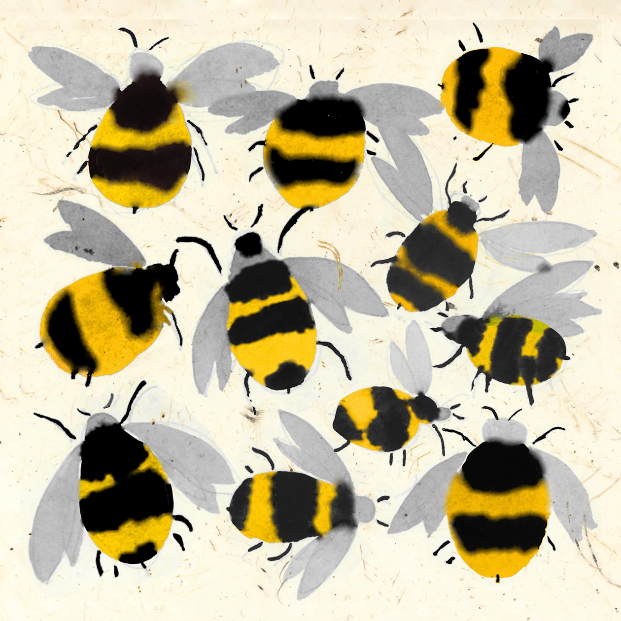 INKY BEES, 2022 (akvarell) av Jenny Frean
