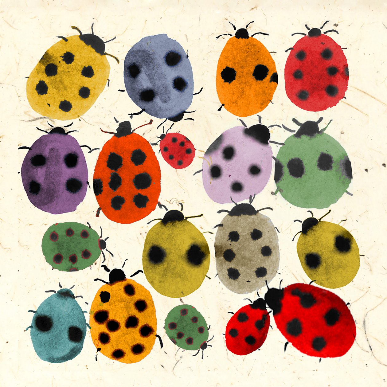 INKY LADYBIRDS, 2022 (akvarell) av Jenny Frean
