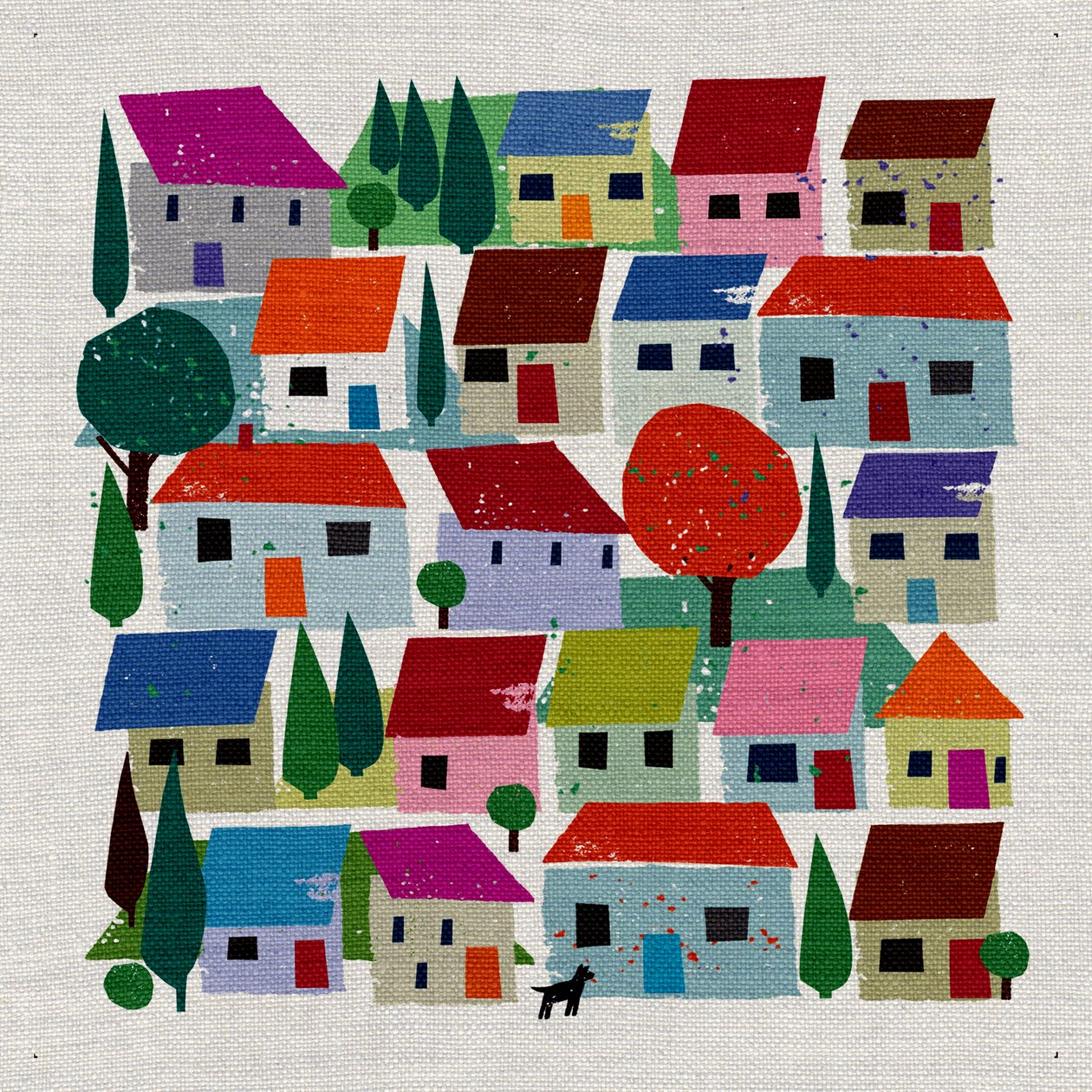 Rudi In The Village, 2021 (blandet media) av Jenny Frean