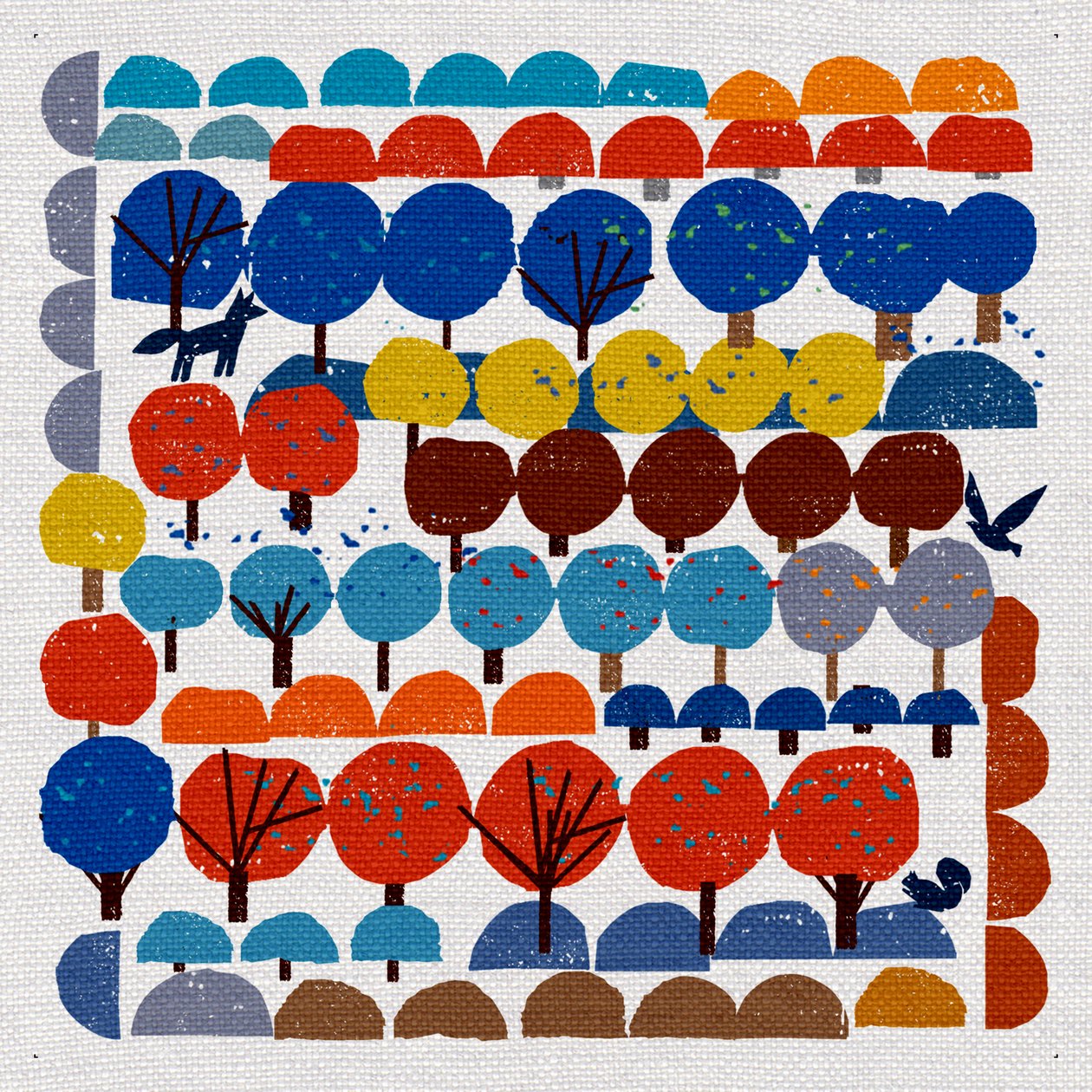 Village Trees, 2022 (blandet media) av Jenny Frean