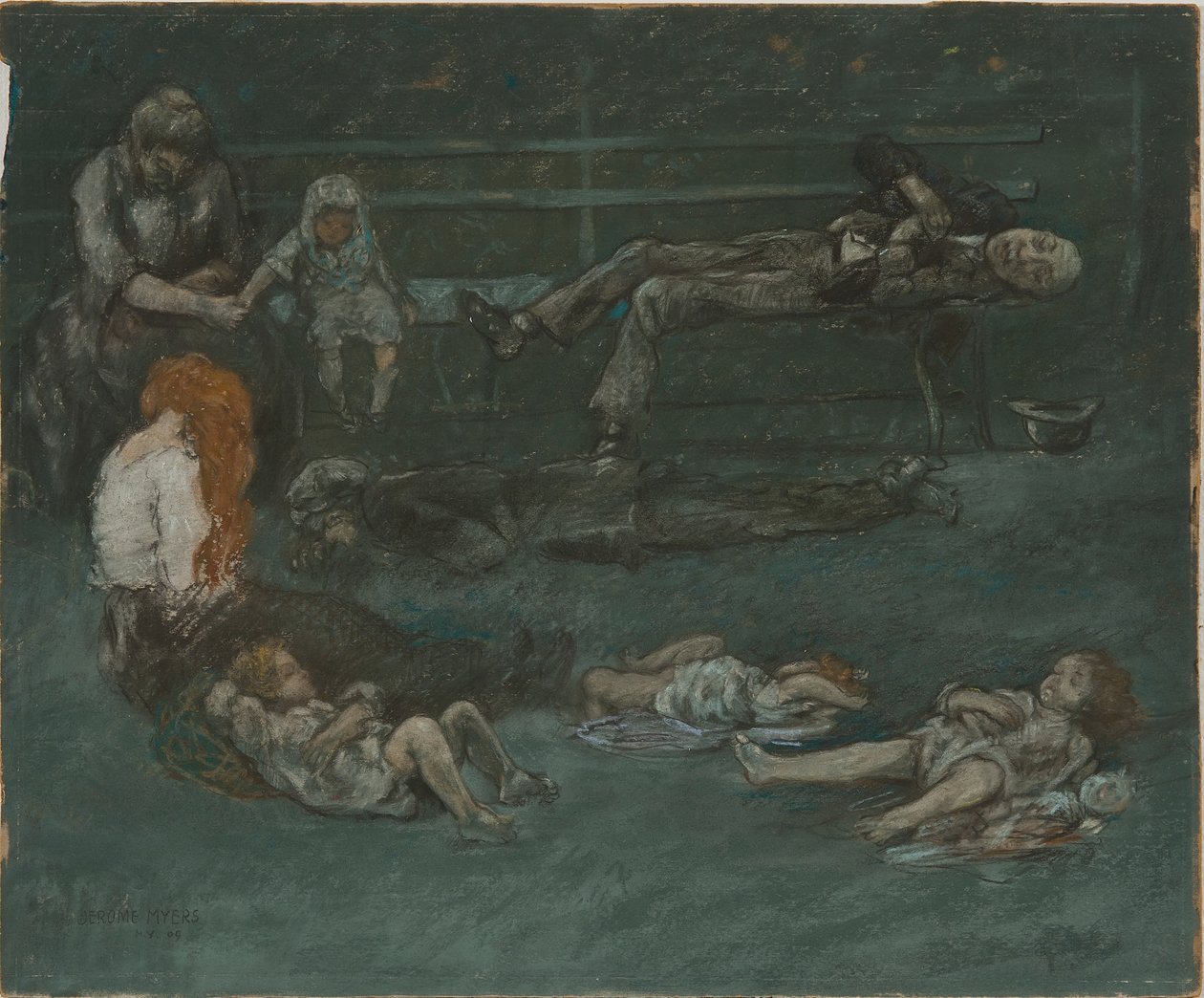 Parkbenk om natten, 1909. av Jerome Myers