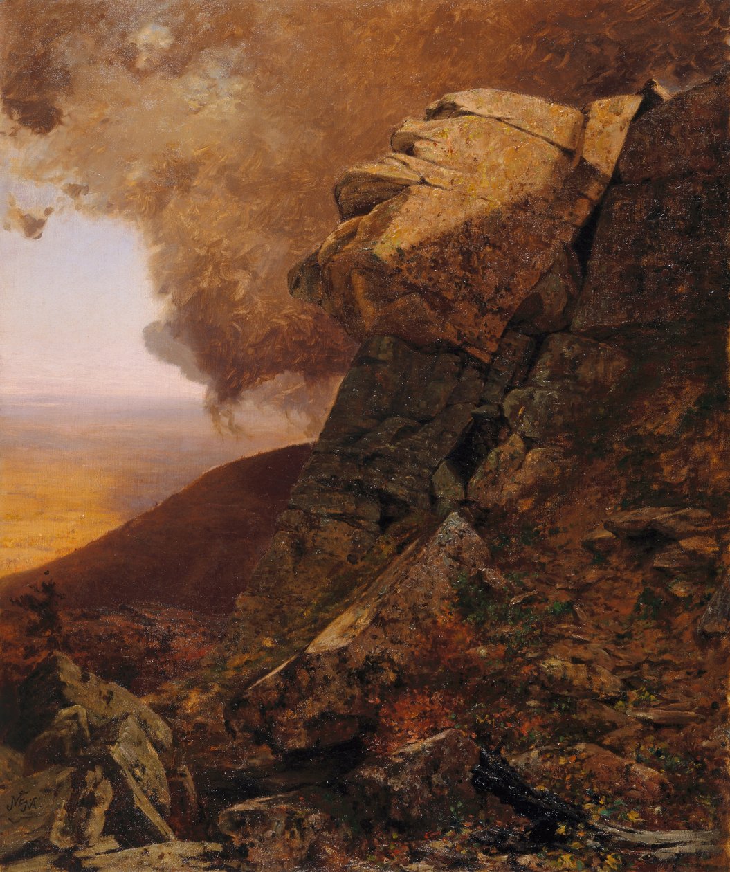 En klippe i Catskills av Jervis McEntee