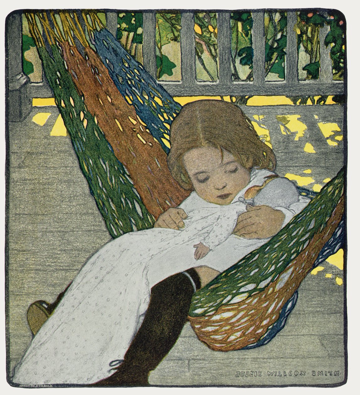 Rocking Baby Doll i dvale av Jessie Willcox Smith