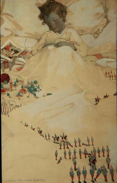 The Land of Counterpane (farge litho) av Jessie Willcox Smith