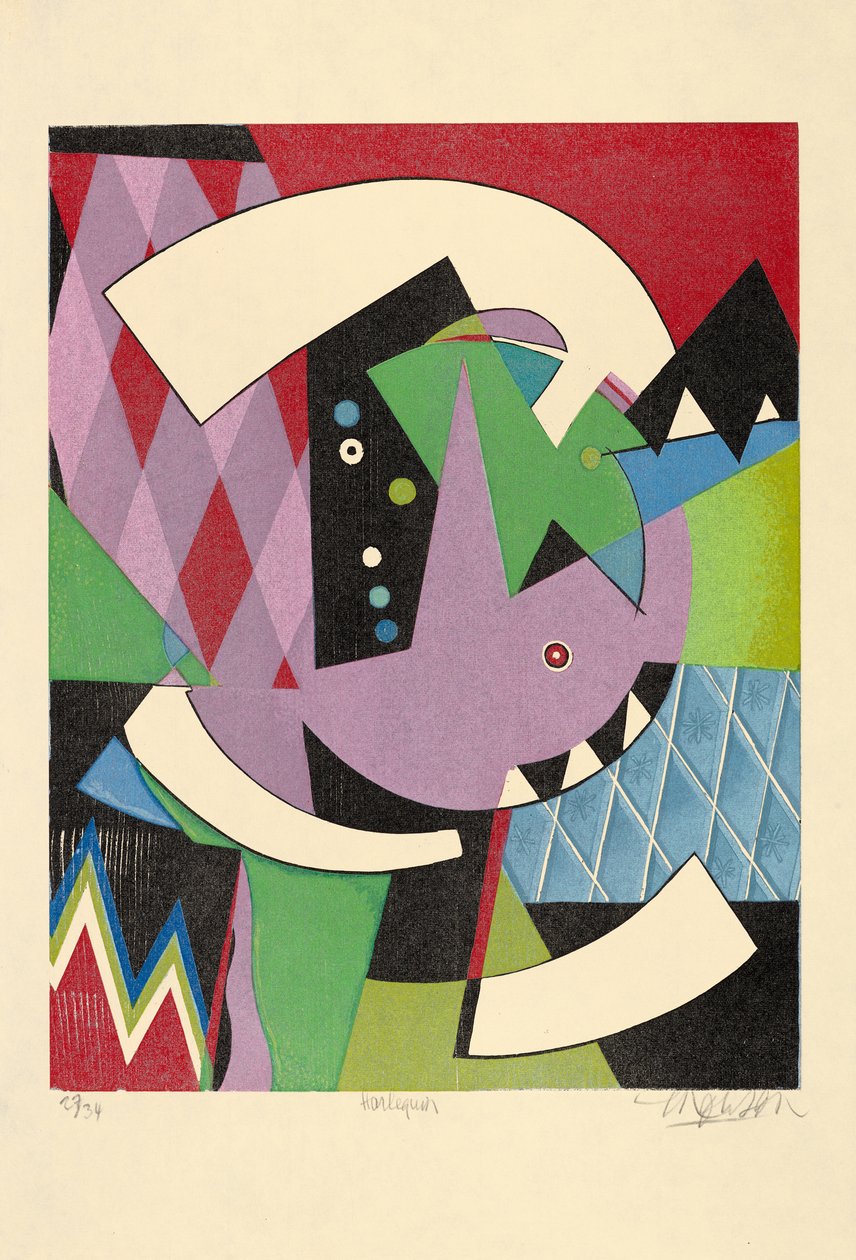 Harlequin, 2017 (tresnitt) av Jim Monson