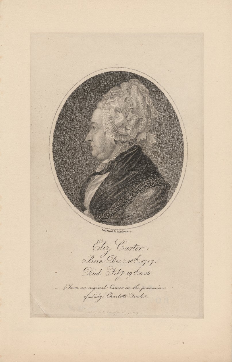 Elizabeth Carter, gravert av Mackenzie, 1807 av Joachim Smith