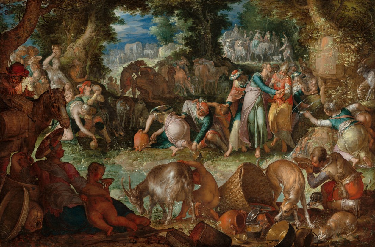 Moses slår klippen, 1624. av Joachim Anthonisz Wtewael