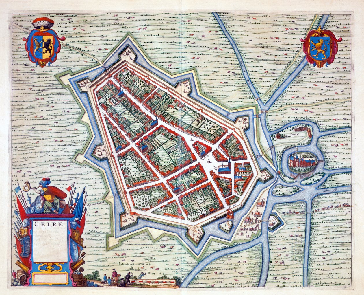 Gelre, 1649 (håndfarget gravering) av Joan Blaeu