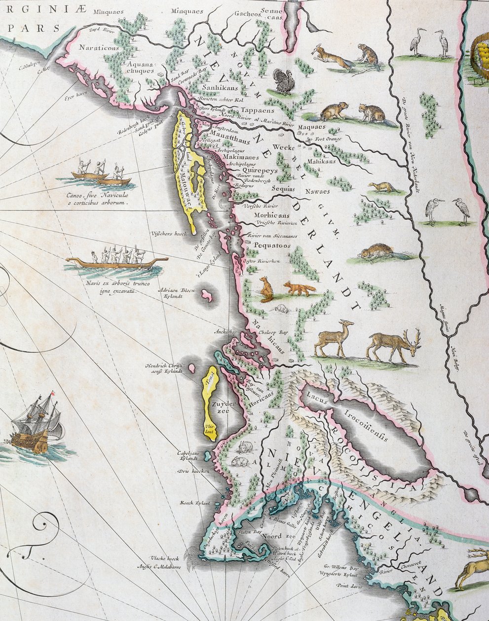 Kart som viser østkysten av Nord-Amerika, 1647 (se 93602 og 216517) av Joan Blaeu