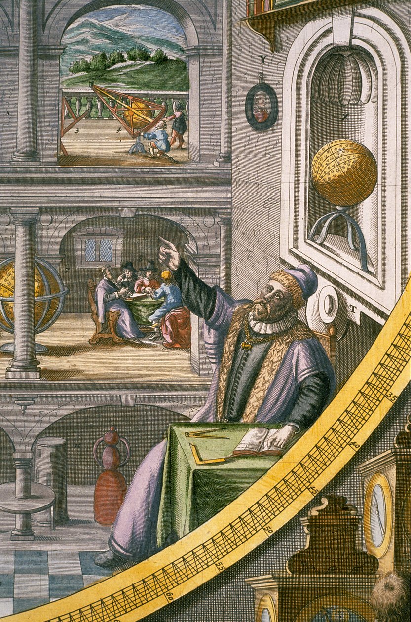 Tycho Brahe (1546-1601) 40 år gammel, blant hans astronomiske instrumenter, fra 