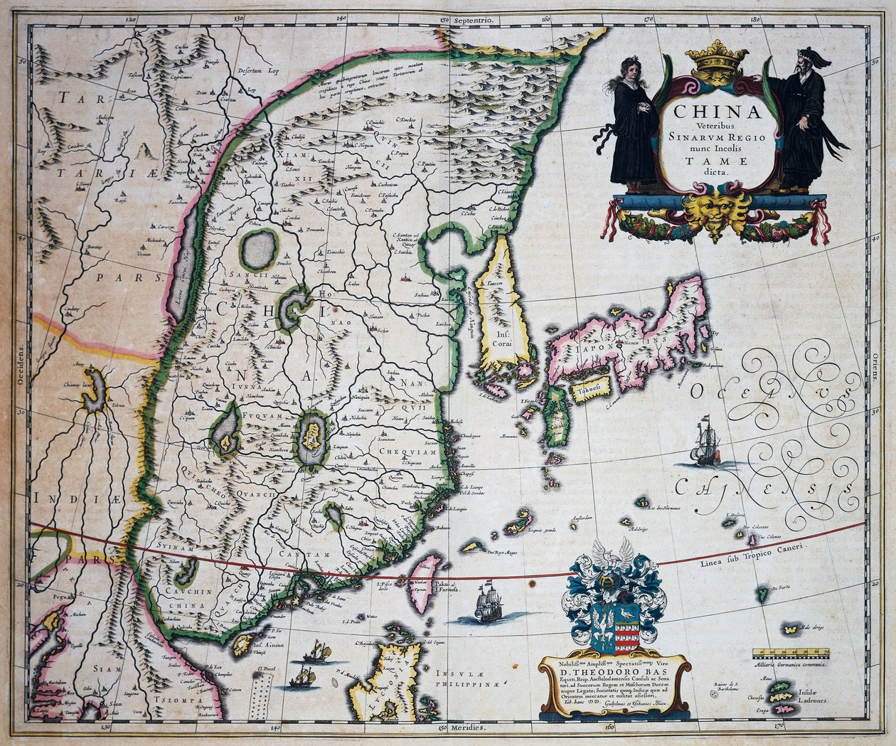 Kart over Kina, av Joan Blaeu (1596-1673) av Joan Blaeu