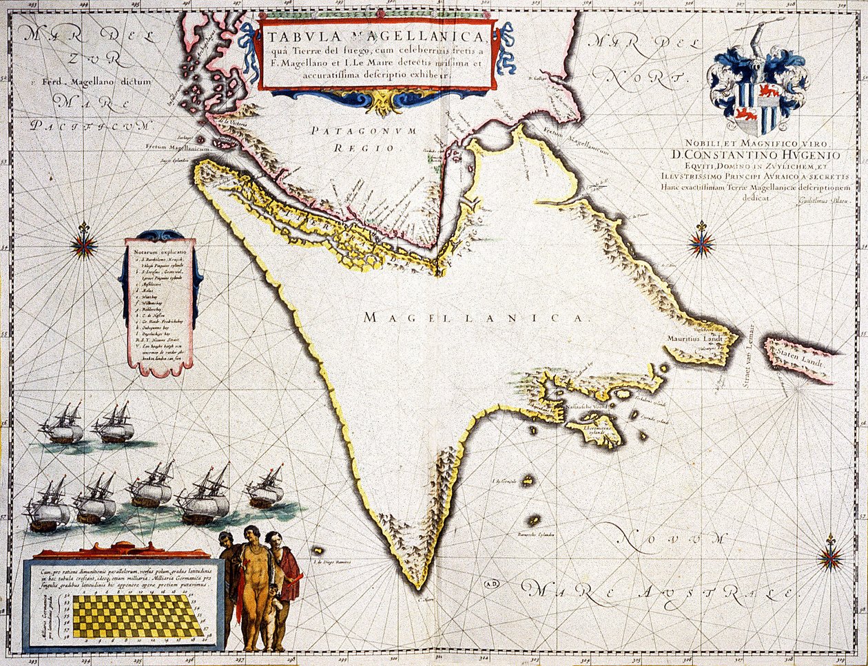 Tabula Magellanica : kart over Magellanstredet av Joan Blaeu