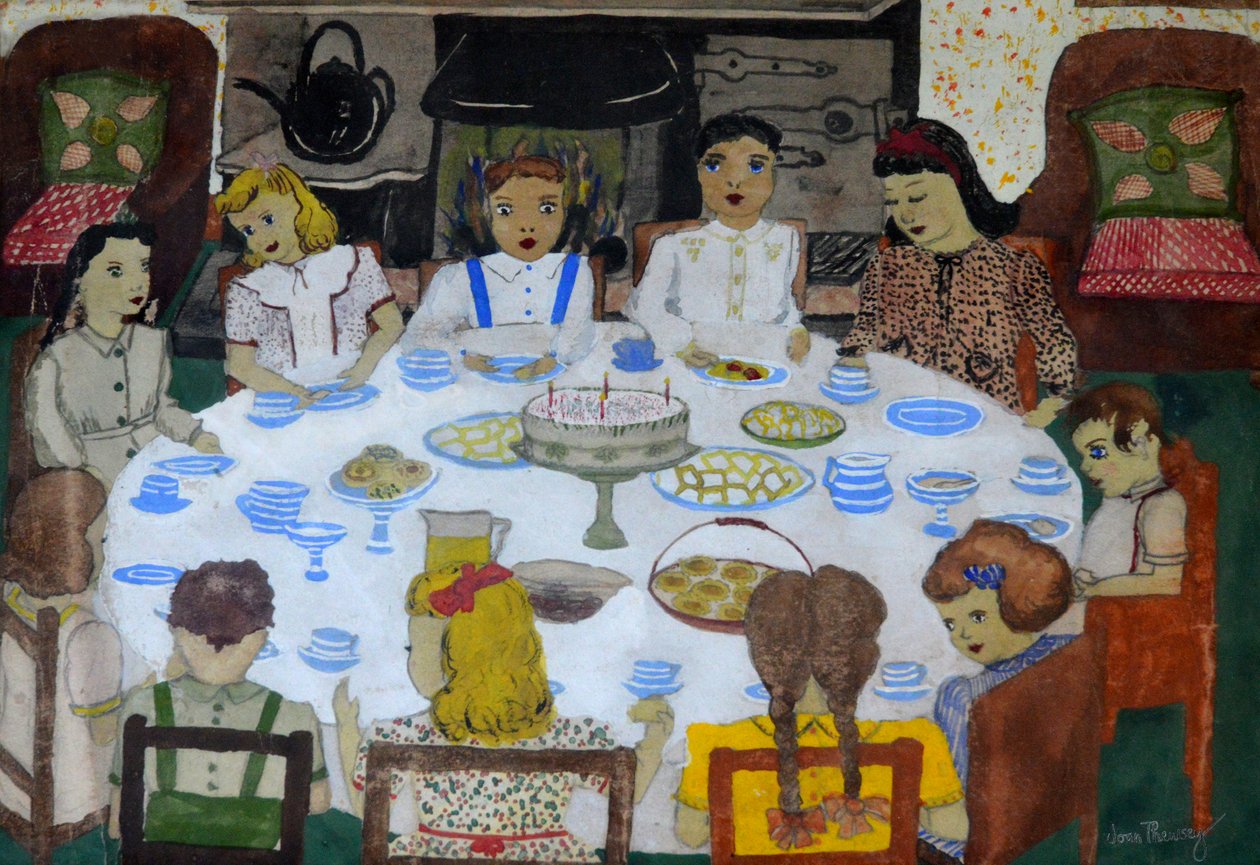 Barnefest, 1947 (gouache) av Joan Thewsey