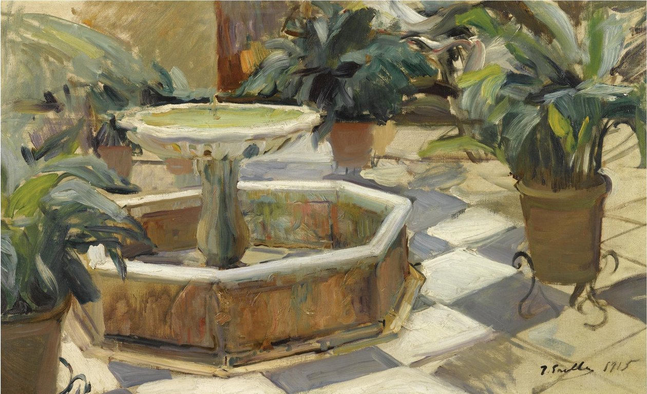 Fontene i en Sevillian Patio av Joaquín Sorolla