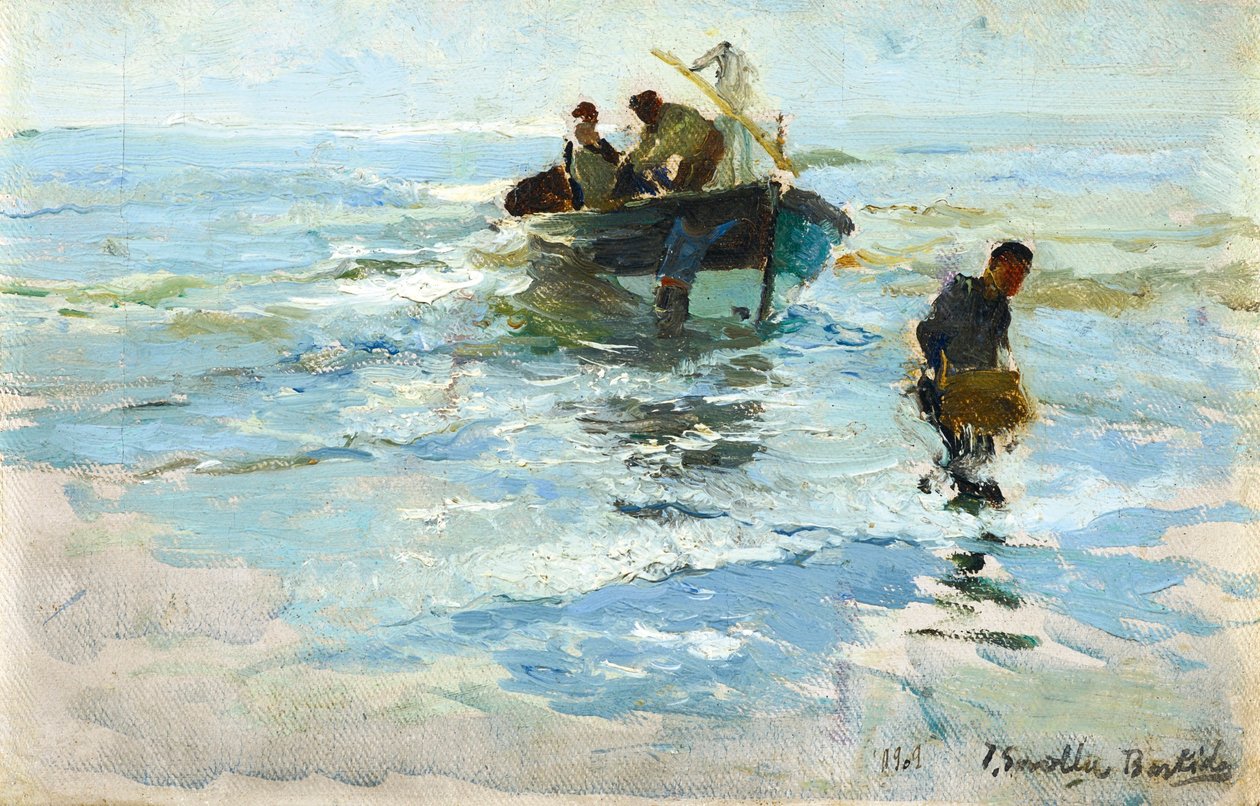 Henter båten, Valencia -stranden av Joaquín Sorolla