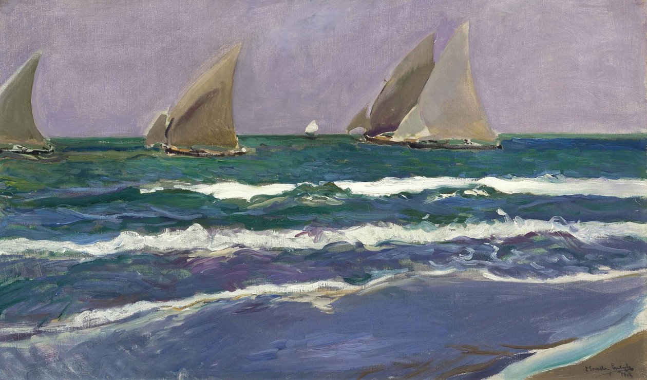 Seiler i sjøen, Valencia av Joaquín Sorolla