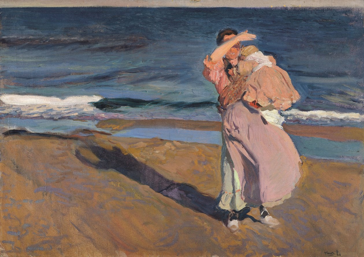 Fiskerkvinne med barn, Valencia, 1908. av Joaquín Sorolla