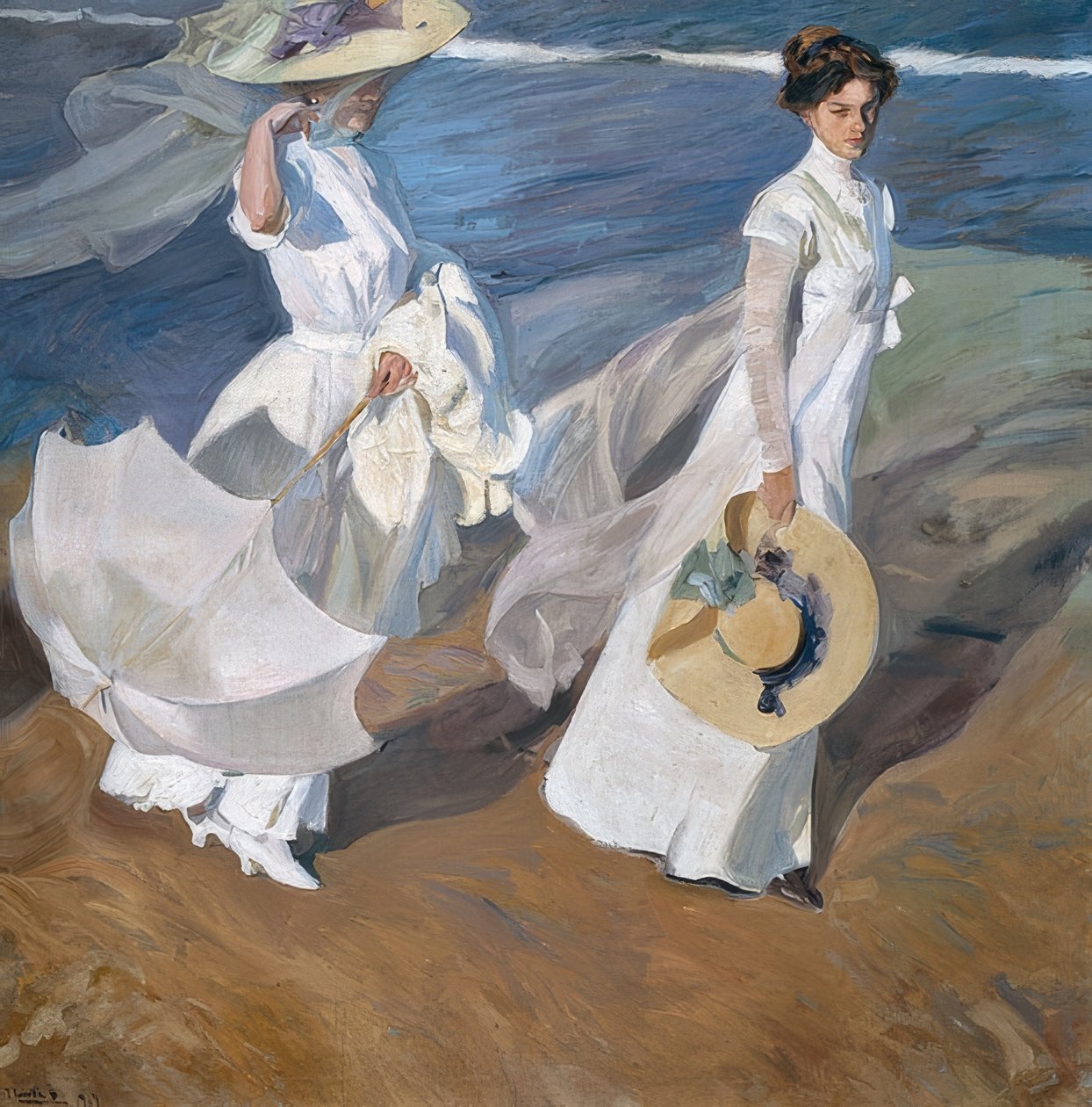 Gå langs kysten. 1909 av Joaquín Sorolla