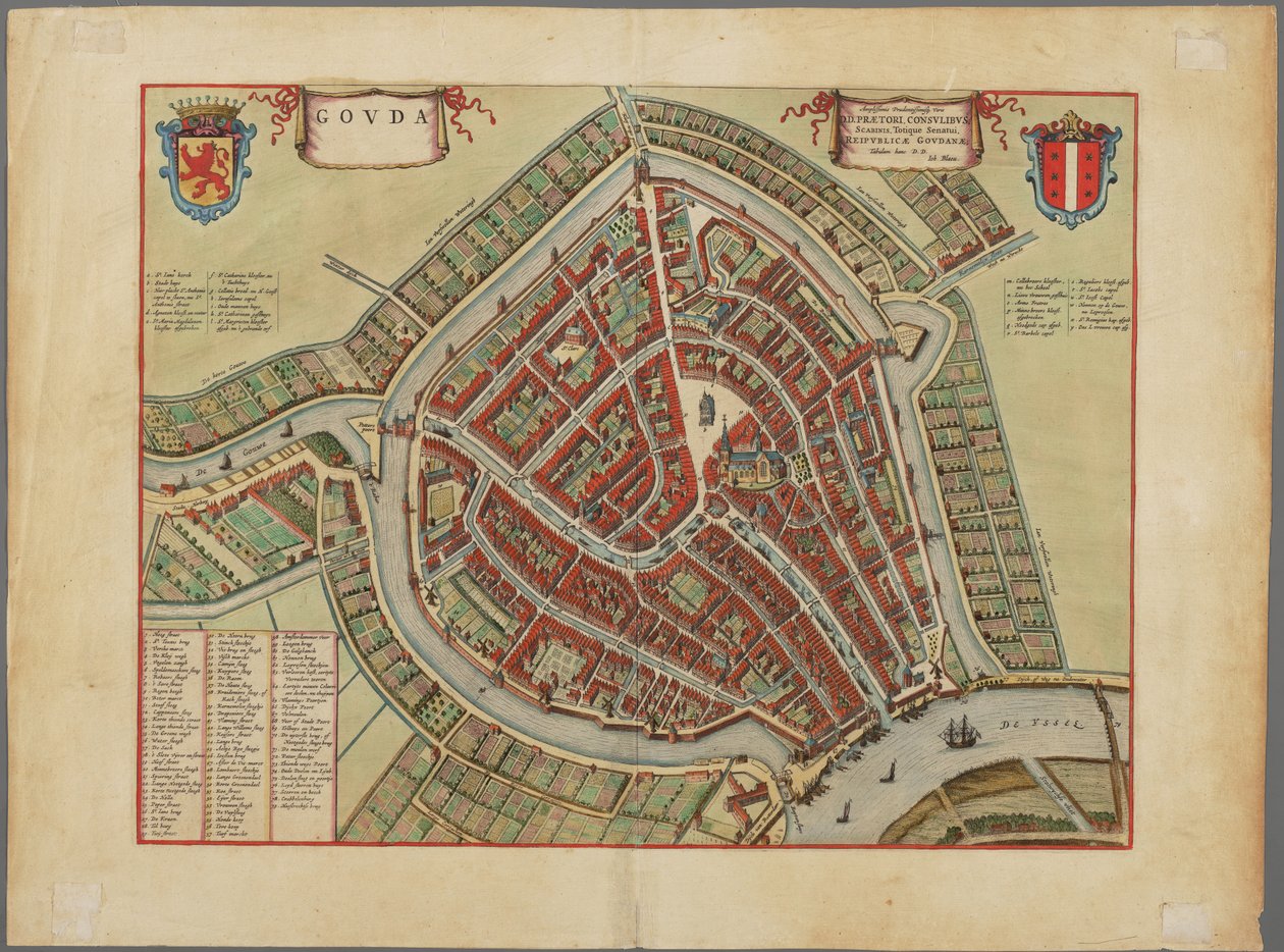Kart over byen Gouda, ca 1650 av Joh. Blaeu