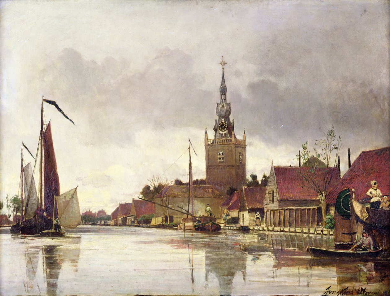 Utsikt over Overschie nær Rotterdam, 1856 av Johan Barthold Jongkind