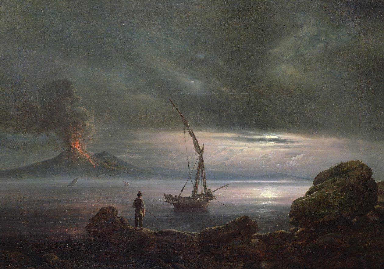 Vulkan på kvelden, Sicilia av Johan Christian Dahl
