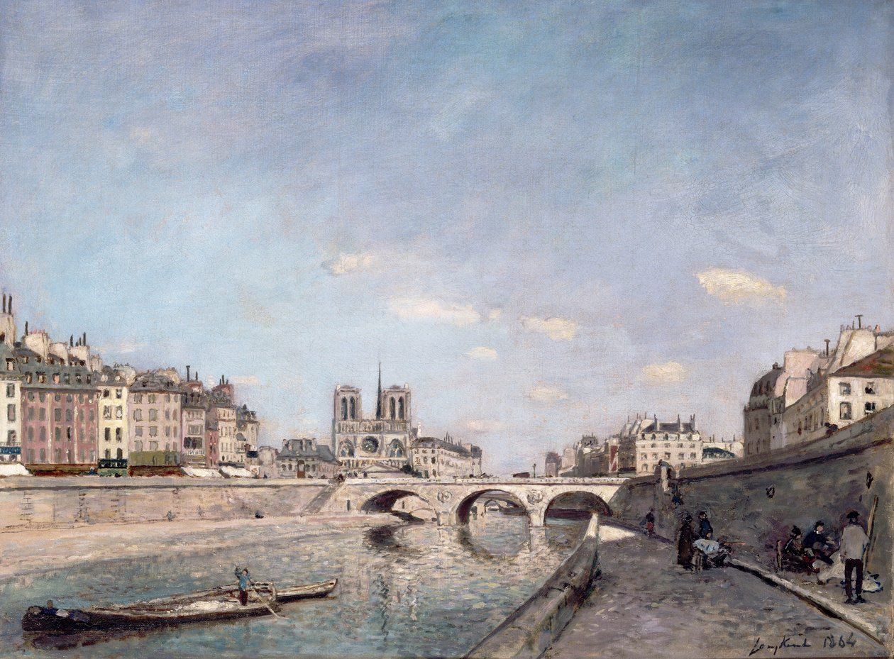 Seinen og Notre-Dame i Paris av Johan Barthold Jongkind