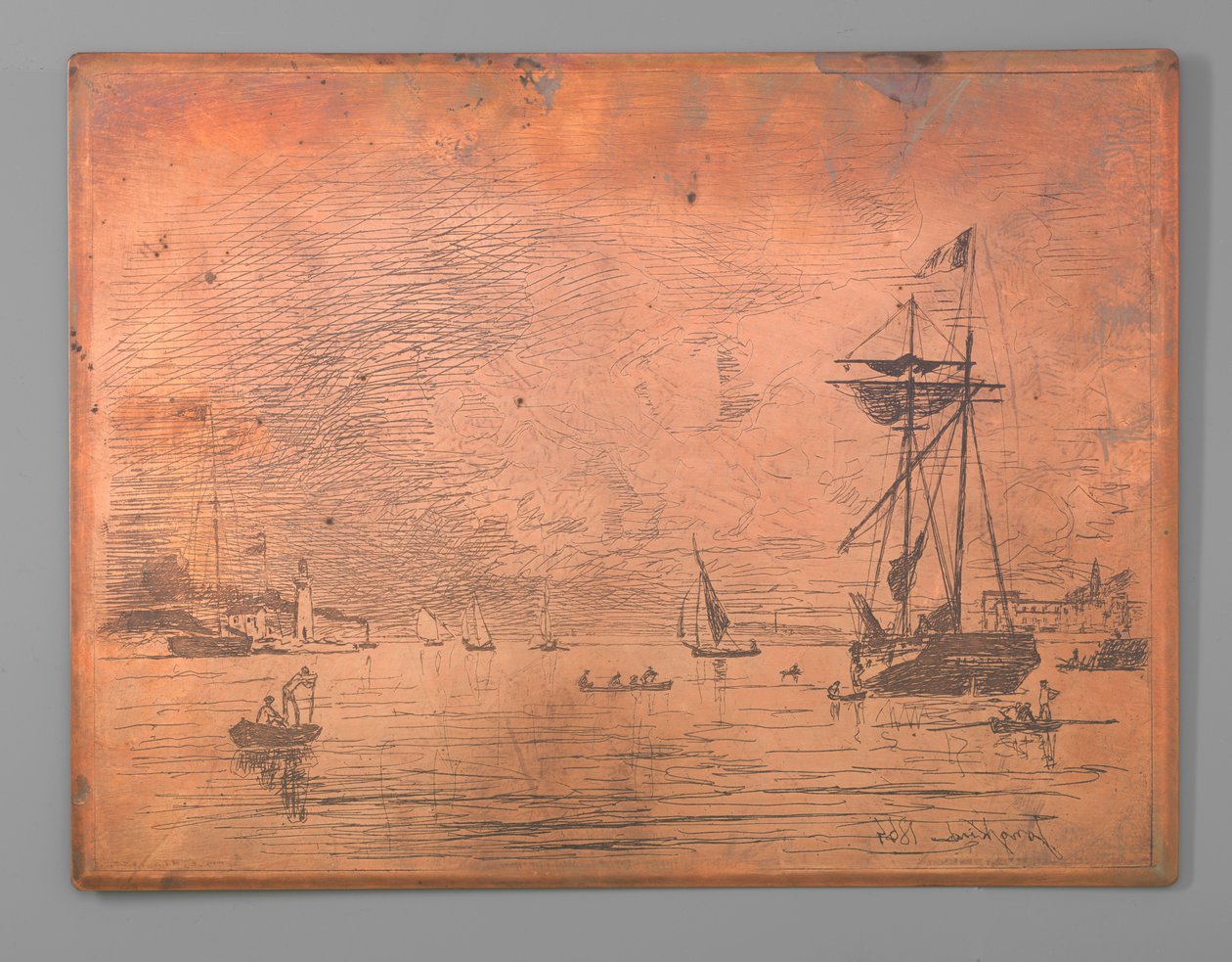 Havnen i Honfleur av Johan Barthold Jongkind (signed by artist)