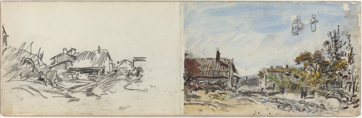 En landsby nær Brezins, 1880-tallet. av Johan Barthold Jongkind