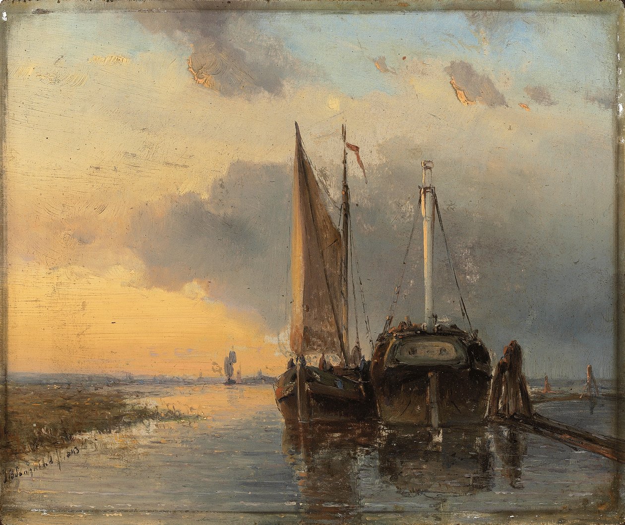 Havn ved en nederlandsk elv, 1843 av Johan Barthold Jongkind