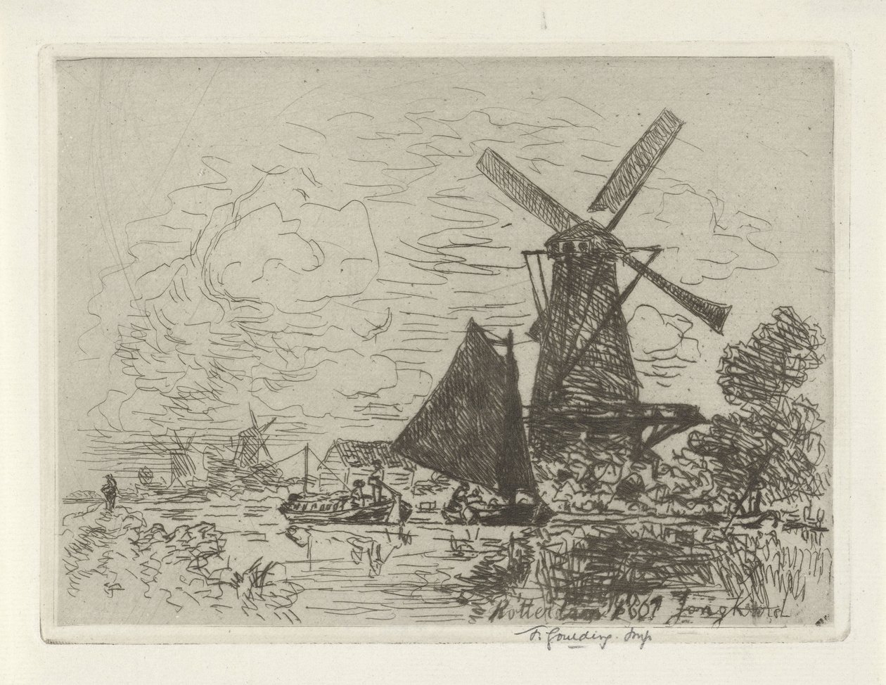 Vindmøller nær Rotterdam av Johan Barthold Jongkind