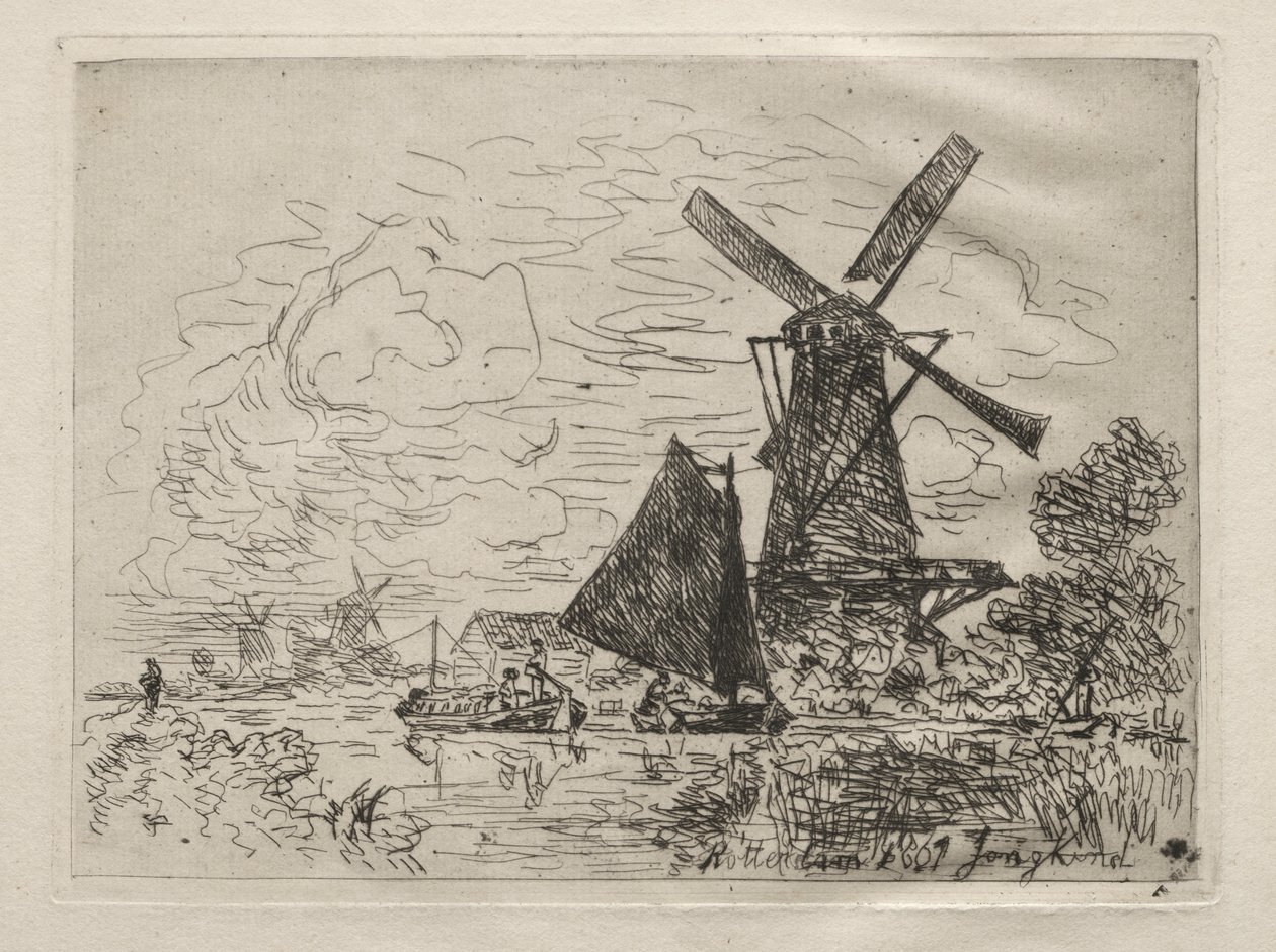 Vindmøller i Holland av Johan Barthold Jongkind
